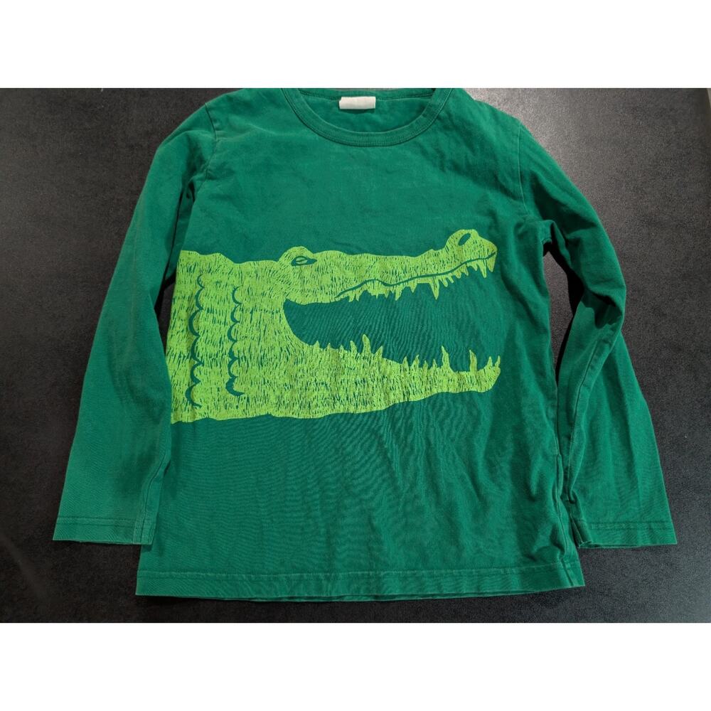 Mini Boden Boys Size 7 Crocodile Graphic Tee T-shirt Green Cotton Shirt Crew Top